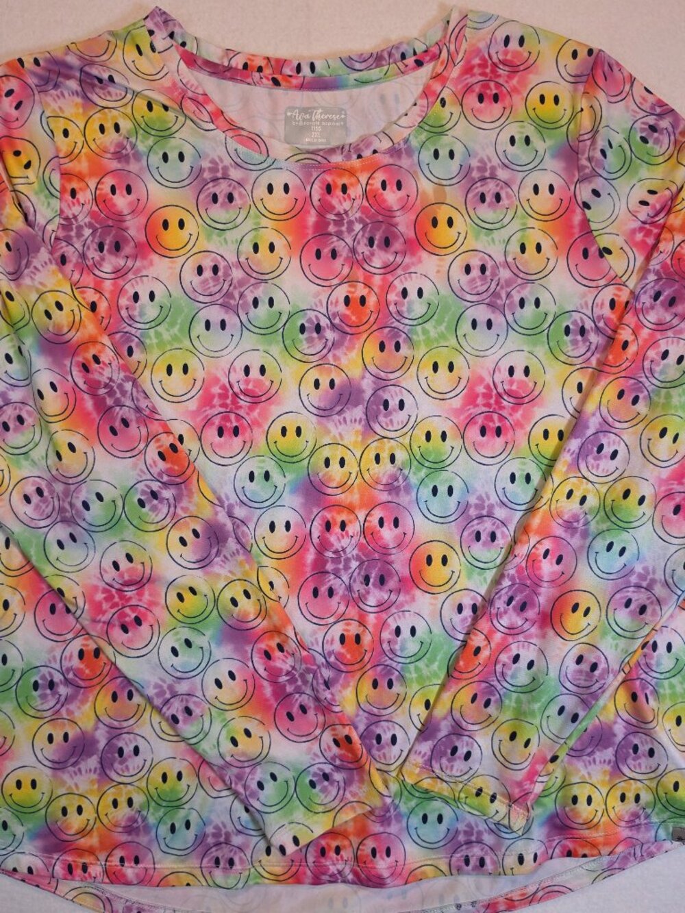 Ava Therese Smiley Face Tie Dye Long Sleeve Plus Size Top 2XL